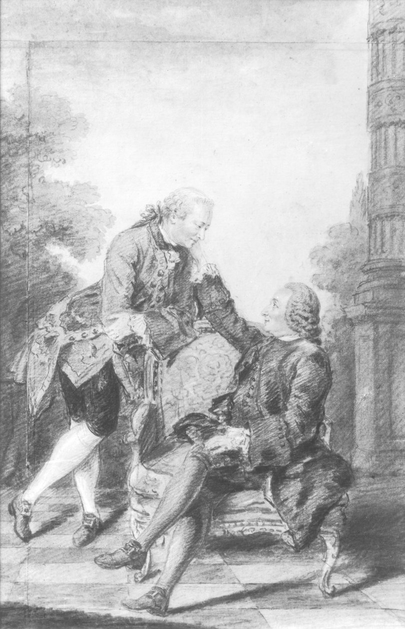 デニスディドロ（1713-84）とメルキオール、グリム男爵（1723-1807） 作： ルイ・カロギス・ディ・カルモンテル