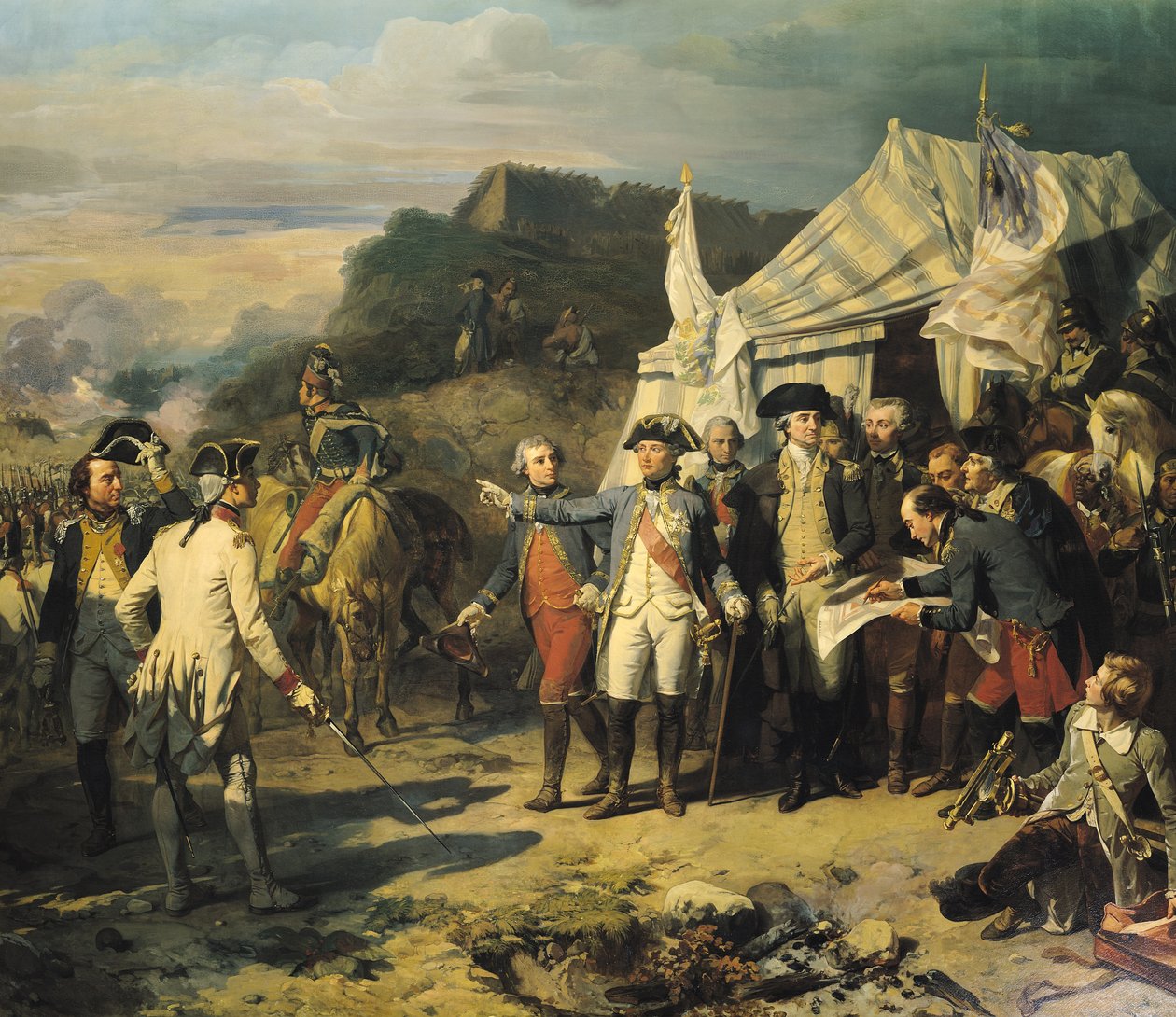 ヨークタウン包囲戦、1781年10月17日、1836年 作： ルイ・チャールズ・オーギュスト・クーダー