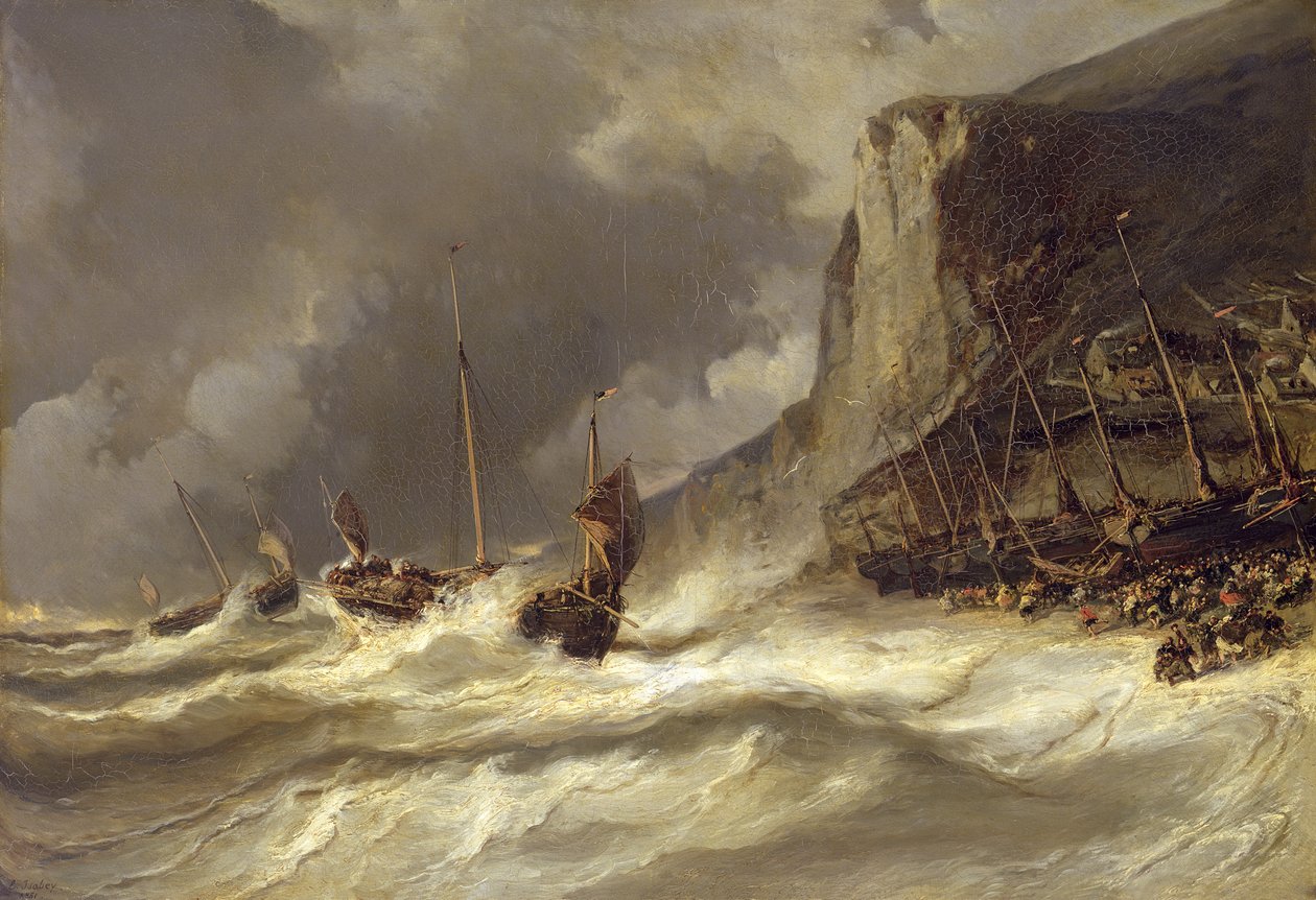 1851年、ノルマンディーのエトルタでの海岸の嵐 作： ユージン・イザベイ