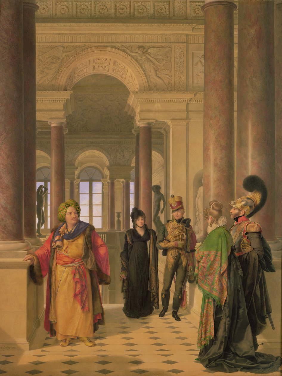 ルーヴル美術館のメイン階段、1817 作： ユージン・イザベイ