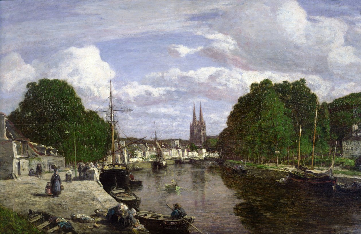 カンペールの港、1857 作： ユージン・ルイ・ブーダン