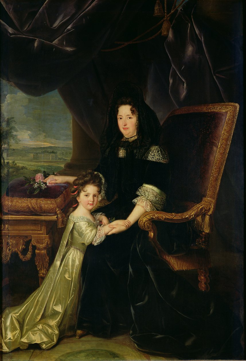 フランソワーズ・ドービニュ（1635-1719）マンテノン侯爵と彼女の姪、フランソワーズ・ドービニュ、未来のノアイル公爵夫人、1686年 作： ルイ・フェルディナンド・エル