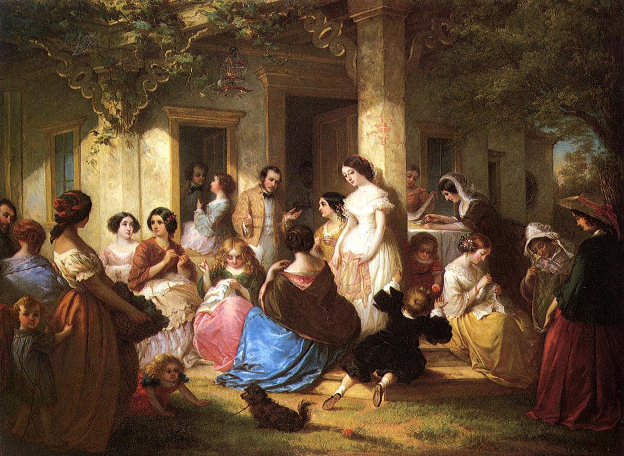 ソーイングパーティー、1857年 作： 