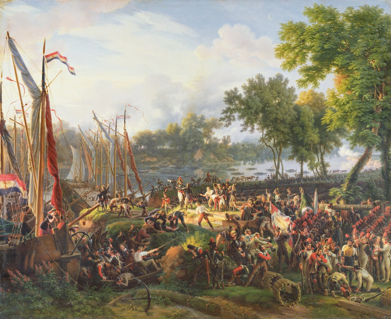 1795年9月6日、デュッセルドルフでライン川を横断するフランス軍 作： ルイ・レジューヌ