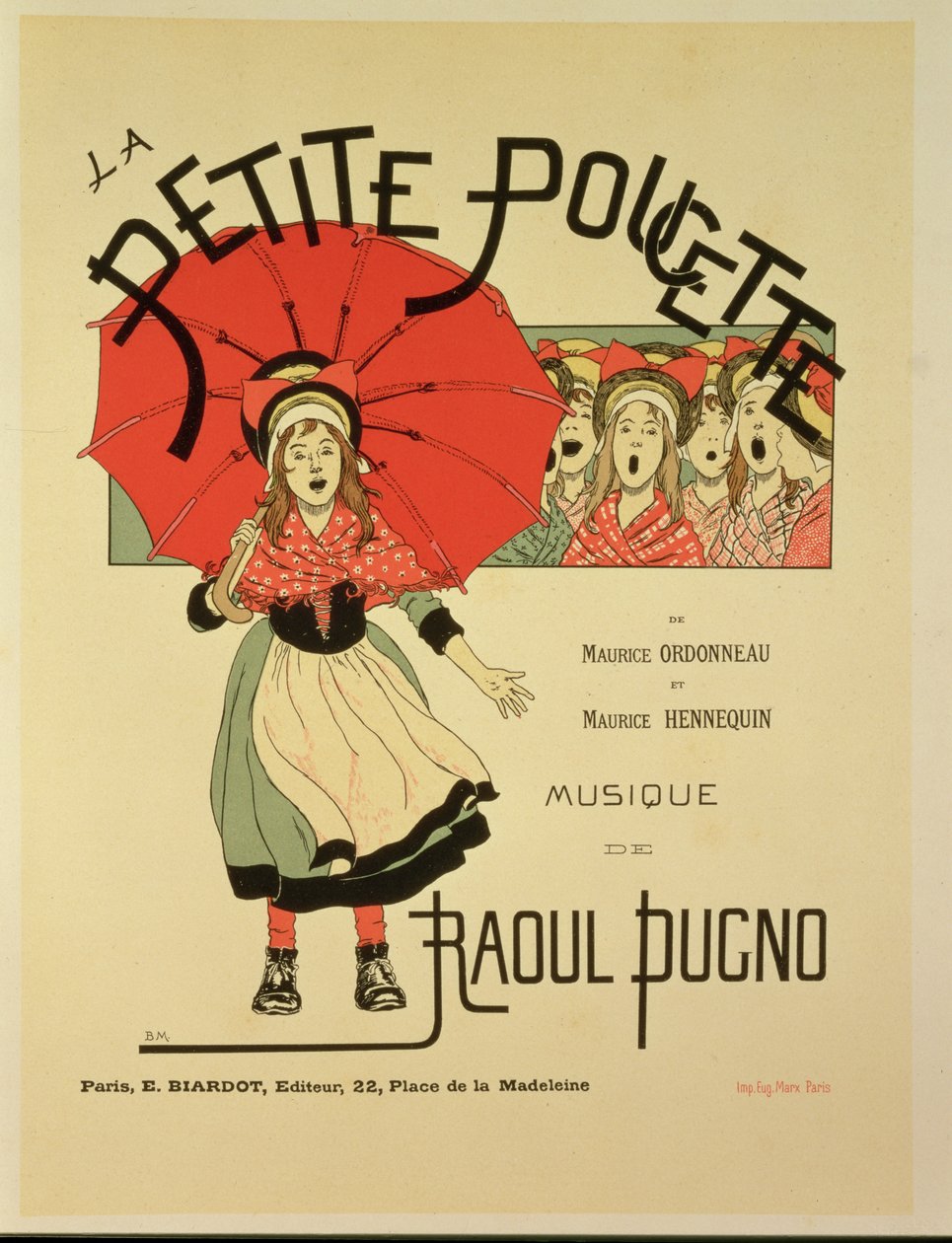 オペレッタ「La Petite Poucette」の宣伝ポスター、1891年 作： ルイ・モーリス・ブーテ・ド・モンヴェル