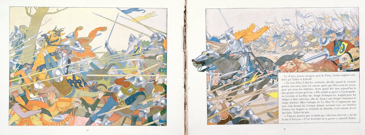 パタイの戦い、「ジャンヌダルク」のイラスト、1910年頃 作： ルイ・モーリス・ブーテ・ド・モンヴェル