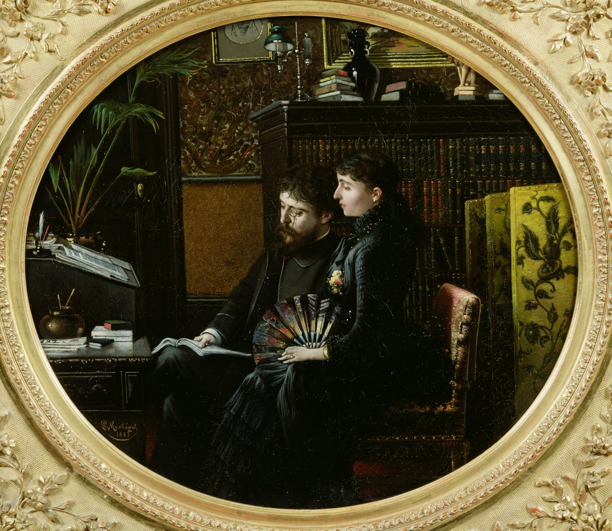 アルフォンス・ドーデ（1840-97）とその研究における妻（1883年） 作： ルイ・モンテグート