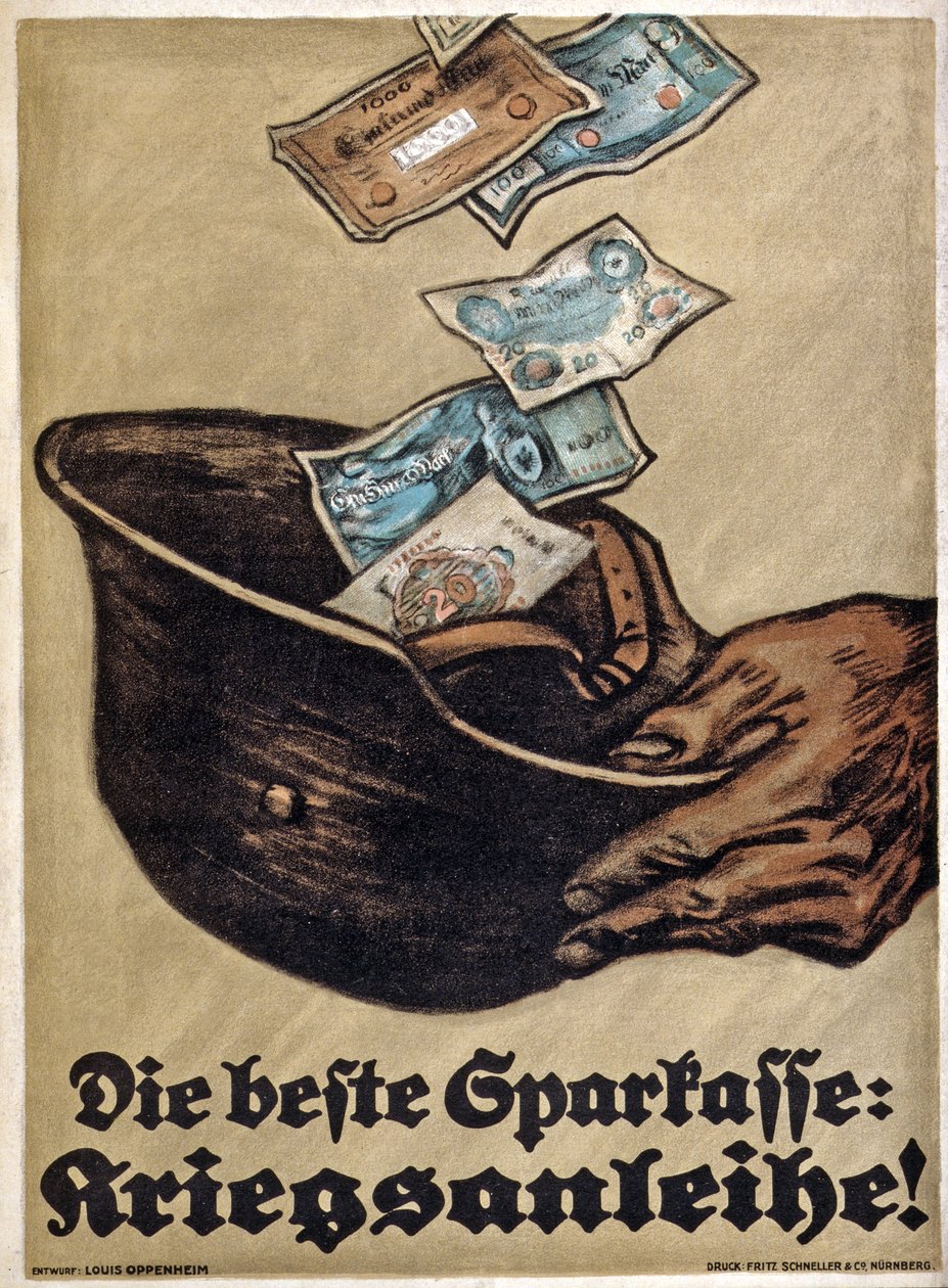 WW1ドイツ戦争ローンポスター、Die Beste Sparkasse：Kriegsanleihe！、c.1914-18 作： ルイ・オッペンハイム