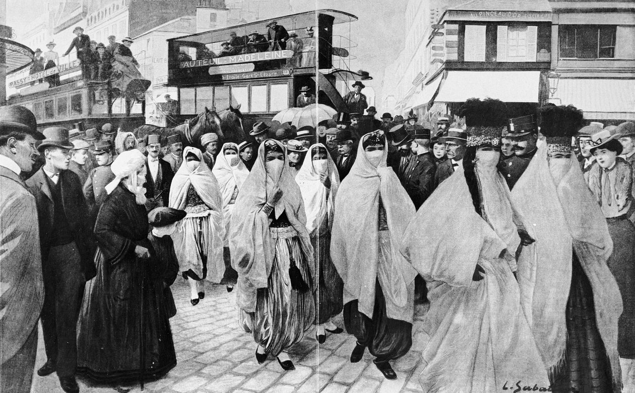 万国博覧会：トロカデロに戻る東洋劇場の芸術家、1900（184793も参照） 作： ルイ・レミー・サバティエ