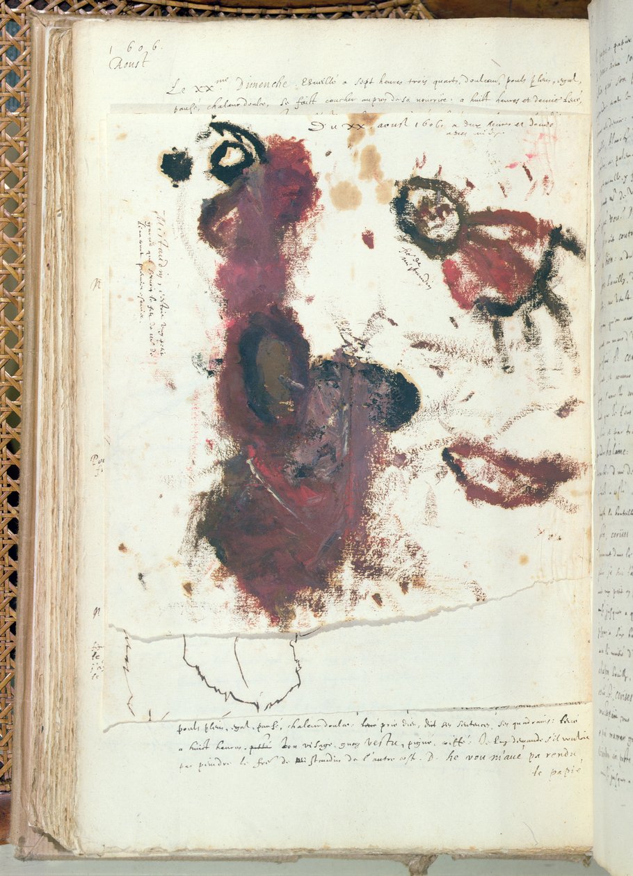 1606年8月20日に、4歳の子供として未来のフランス王ルイ13世によって作られたDoodle（紙にインク） 作： ルイ13世
