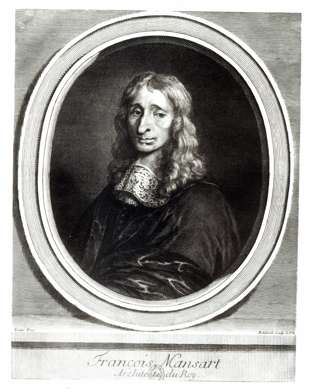 フランソワ・マンサールの肖像（1598-1666）、ジェラール・エデリンク（1640-1707）によって彫刻 作： ルイ・ド・ナミュール