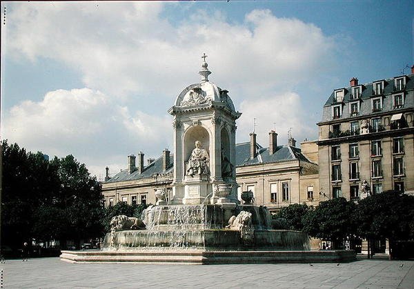 1844年に建てられたサンシュルピス広場のフォンテーヌデキャトルエベックの眺め 作： ルイまたはルドヴィコヴィスコンティ