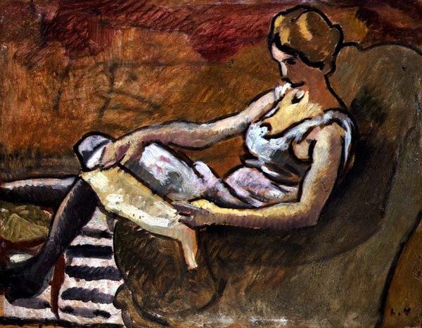考える人、1916年頃（パネルに油彩） 作： ルイ・ヴァルタ