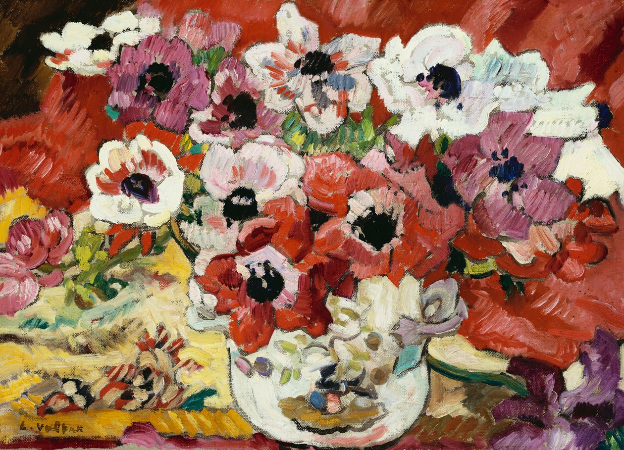 アネモネの花瓶（キャンバスに油彩） 作： ルイ・ヴァルタ