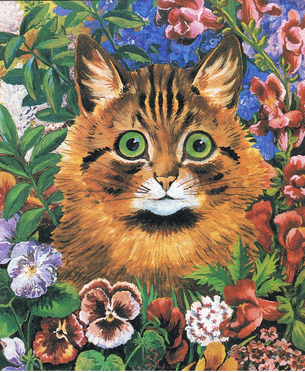 猫の学習（カラーリトグラフ 作： ルイス・ウェイン
