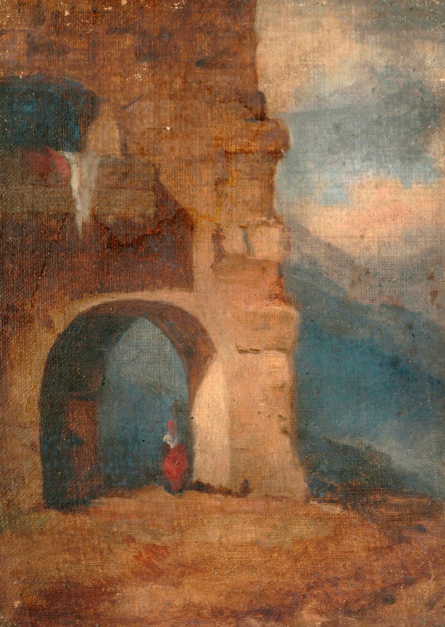 石造りのアーチの中のイタリアの農民、1880-1900年 作： ルイーザスター