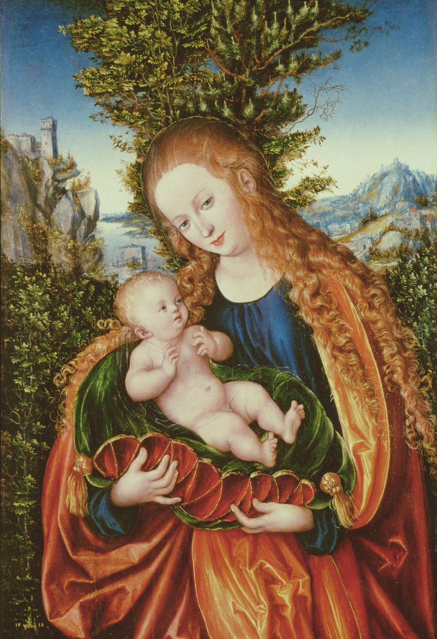 聖母子、1518年 作： ルーカス・クラナッハ・ザ・エルダー