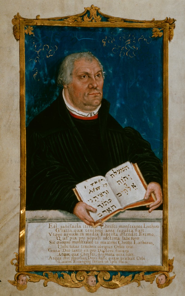 ルターの翻訳のドイツ語聖書、1561年 作： ルーカス・クラナッハ・ザ・ヤング