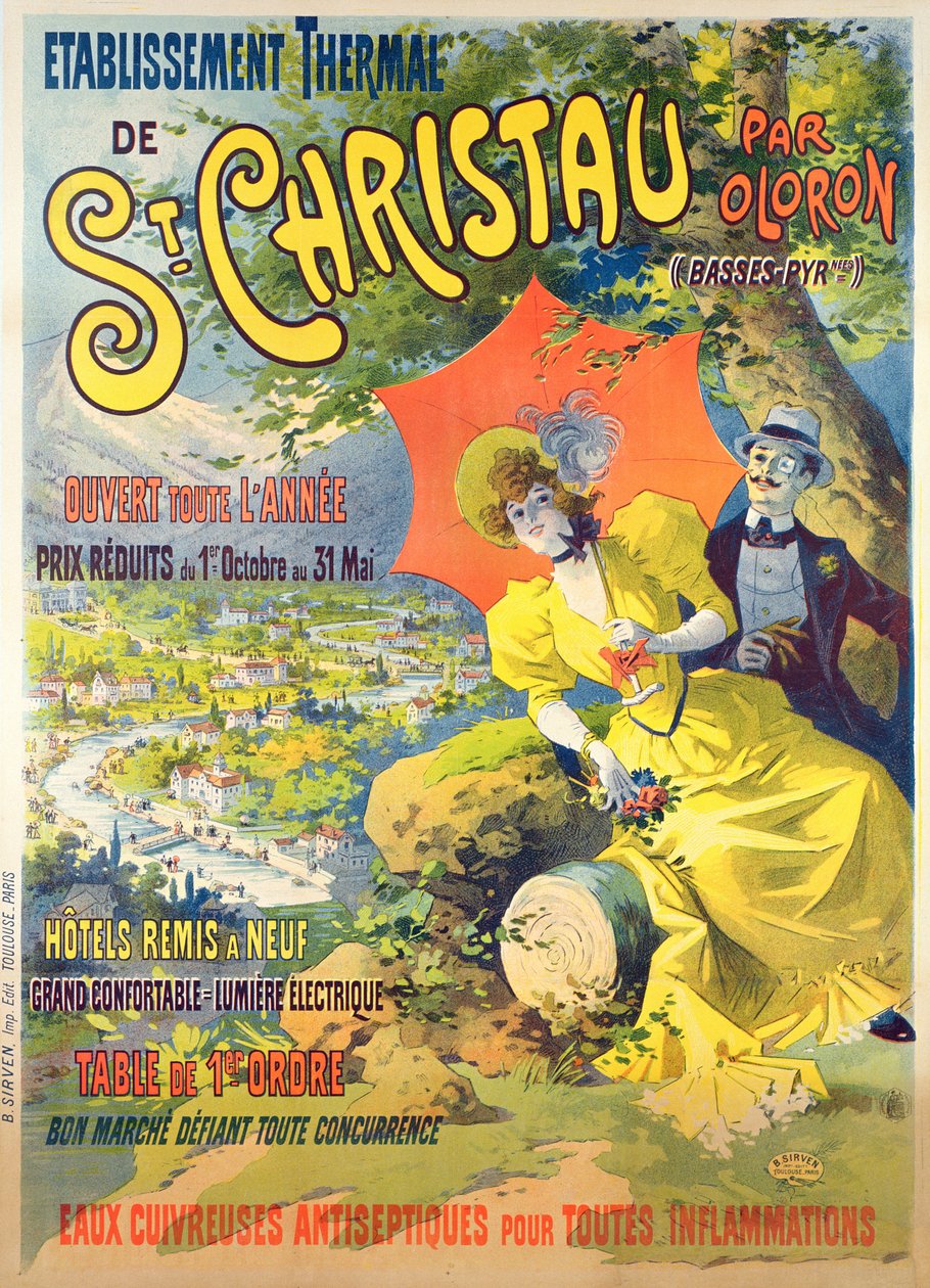 セントクリストファーパルオロロンのホテルを宣伝するポスター。B。シルヴェン、トゥールーズ-パリ、1900年頃 作： ルシアン・ベイラック