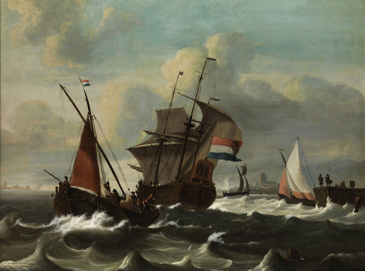 オランダ籍の3人の船長がいる海軍の作品 作： ルドルフ・バクホイゼン
