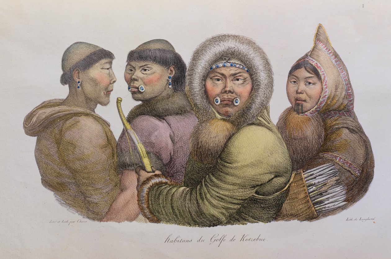 アラスカ州コツェビュー湾の原住民が、1822年に発行されたVoyage Pittoresque Autour du Monde出身 作： ルートヴィヒ・チョリス