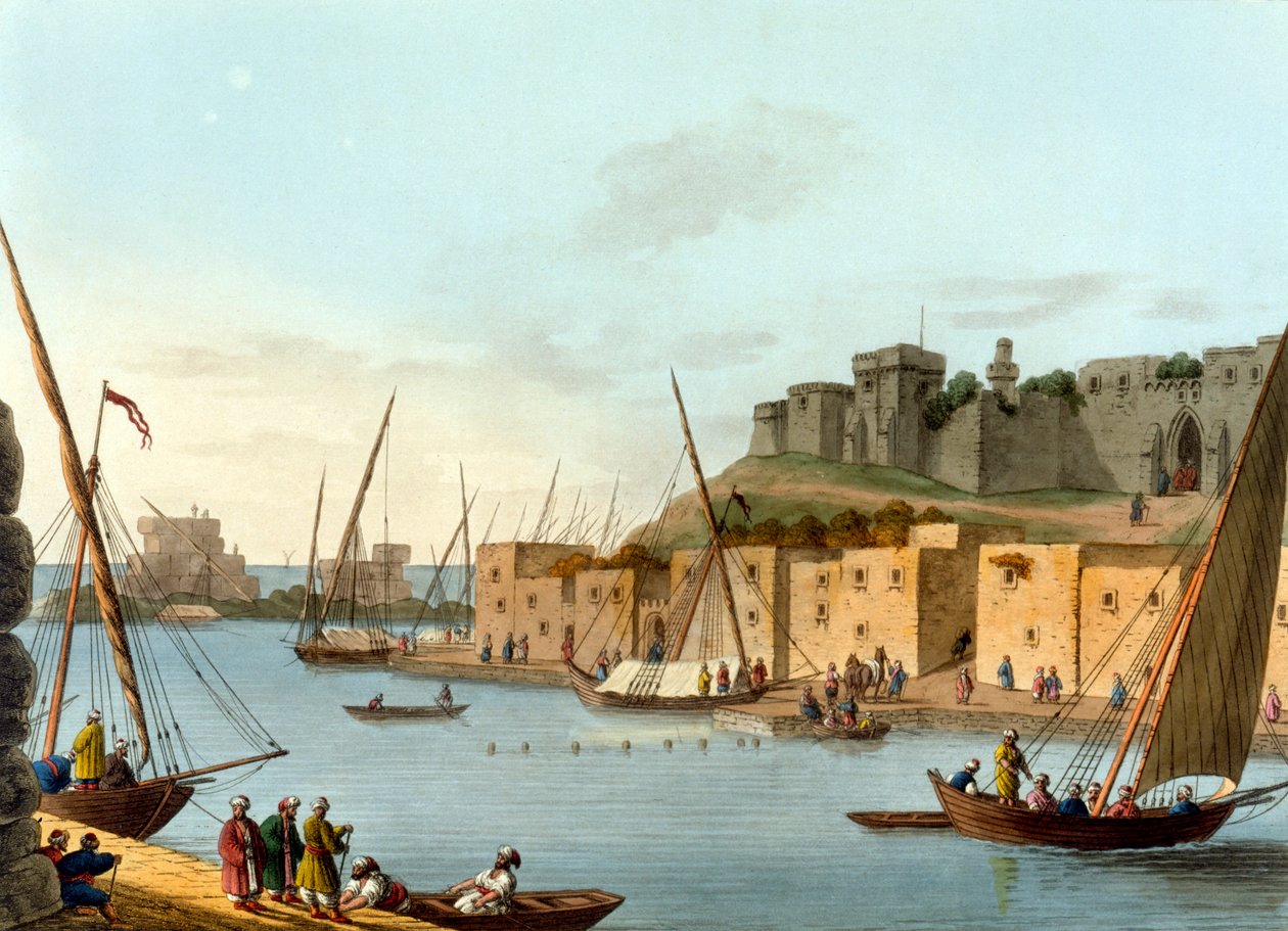 ウィリアムワッツ（1752-1851）によって刻まれたトロサ島の城、1805年 作： ルイージメイヤー