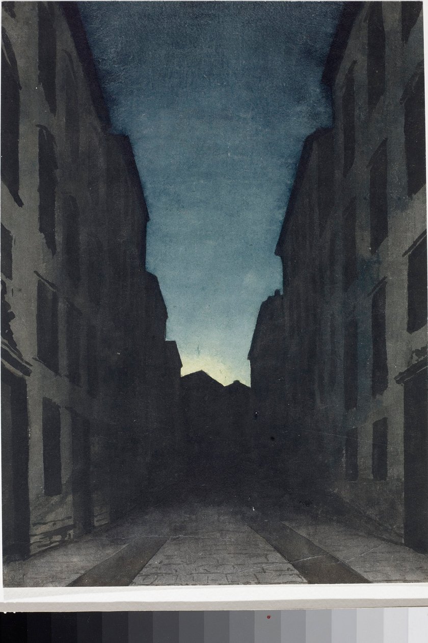 道路の遠近法（水彩画、1825年頃 作： ルイージ・ガリボ