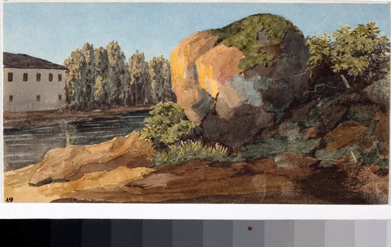 奔流のある風景（水彩画、1825年頃 作： ルイージ・ガリボ