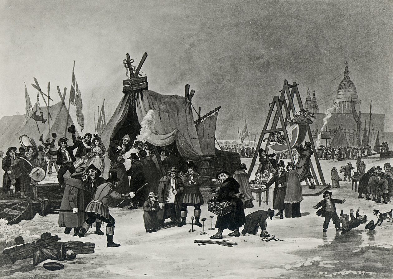 テムズ川のフェア、1814年2月4日、リーブによる彫刻 作： ルーク・クレネル