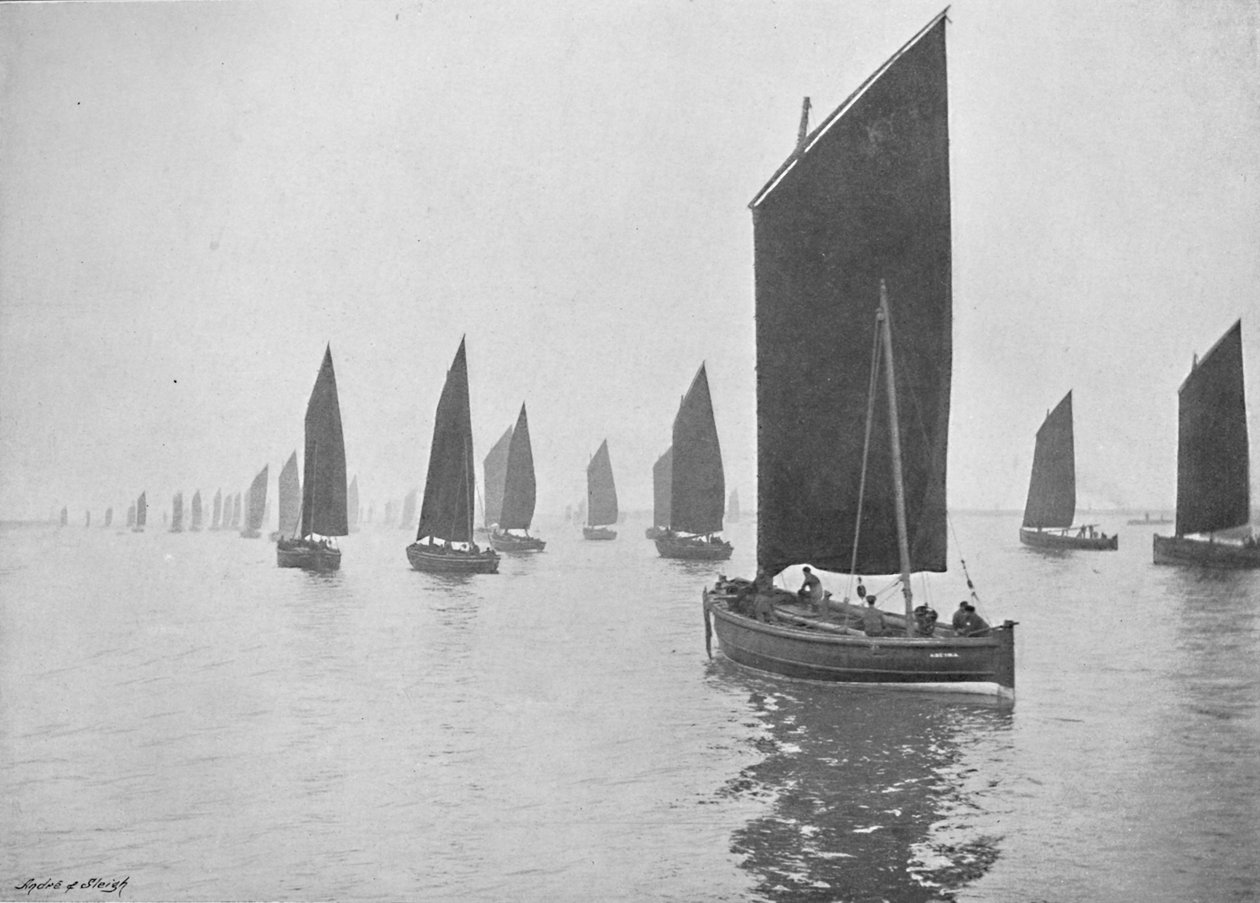 タリンを離れたニシンのボート、c1896 作： M・アンティ