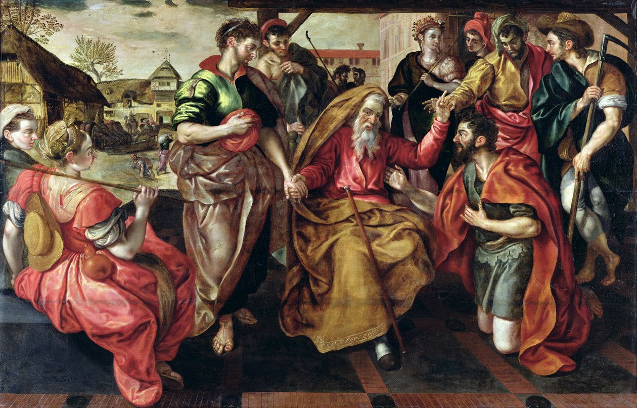 アイザックと結婚するレベッカを求めているエリエゼル、1562年 作： Maarten de Vos