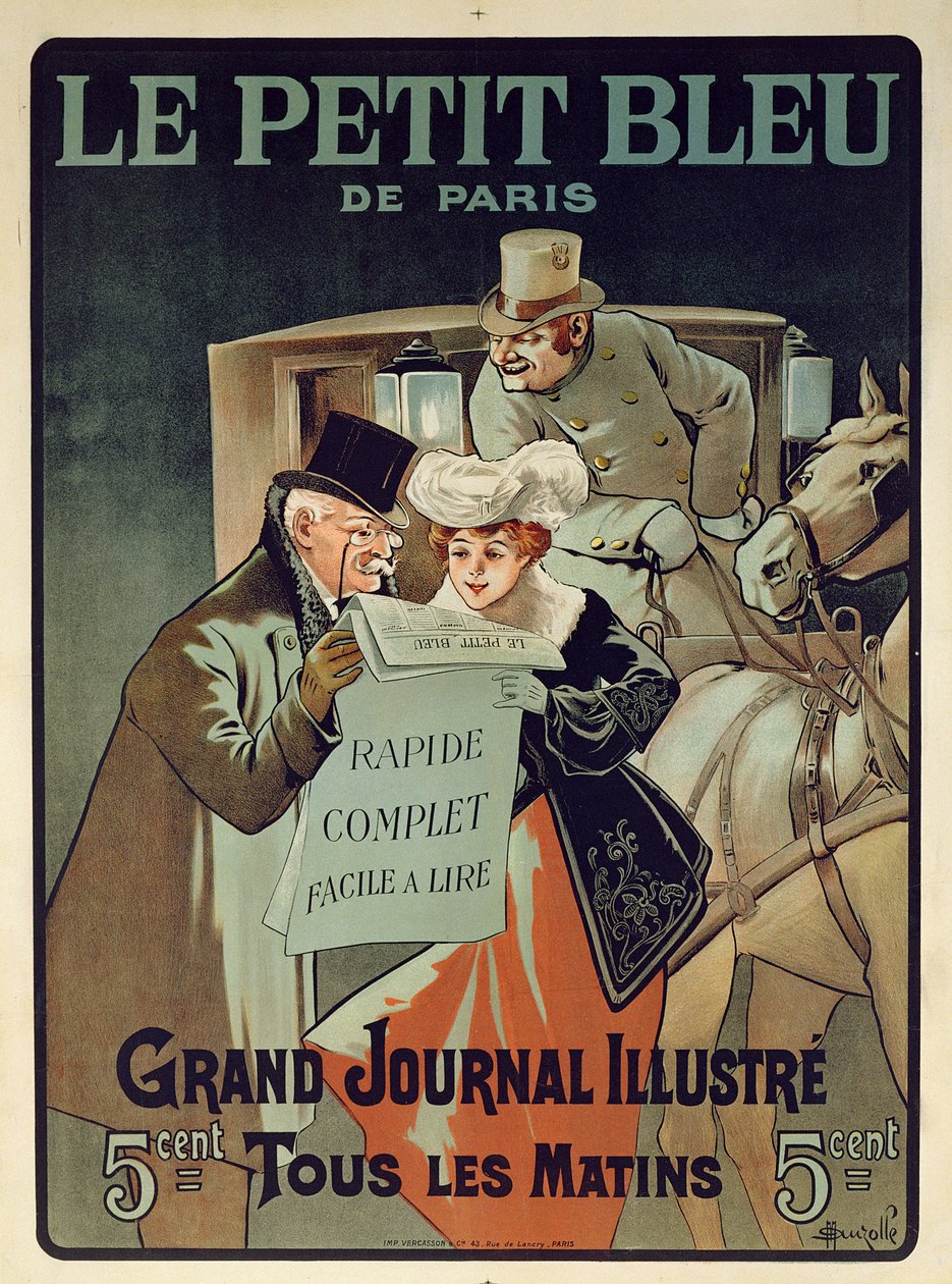 新聞「Le Petit Bleu de Paris」を宣伝するフランスのポスター 作： マルセリン・オーゾレ
