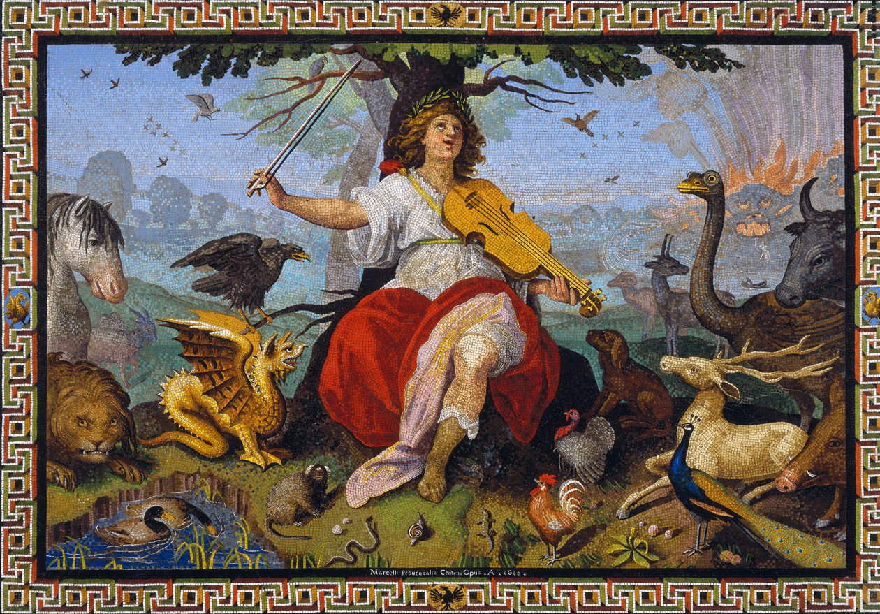 「オルフェウス」モザイク マルチェロ・プロヴァンツァーレ（1577-1639） 1618年 作： マルチェロプロヴェンザーレ