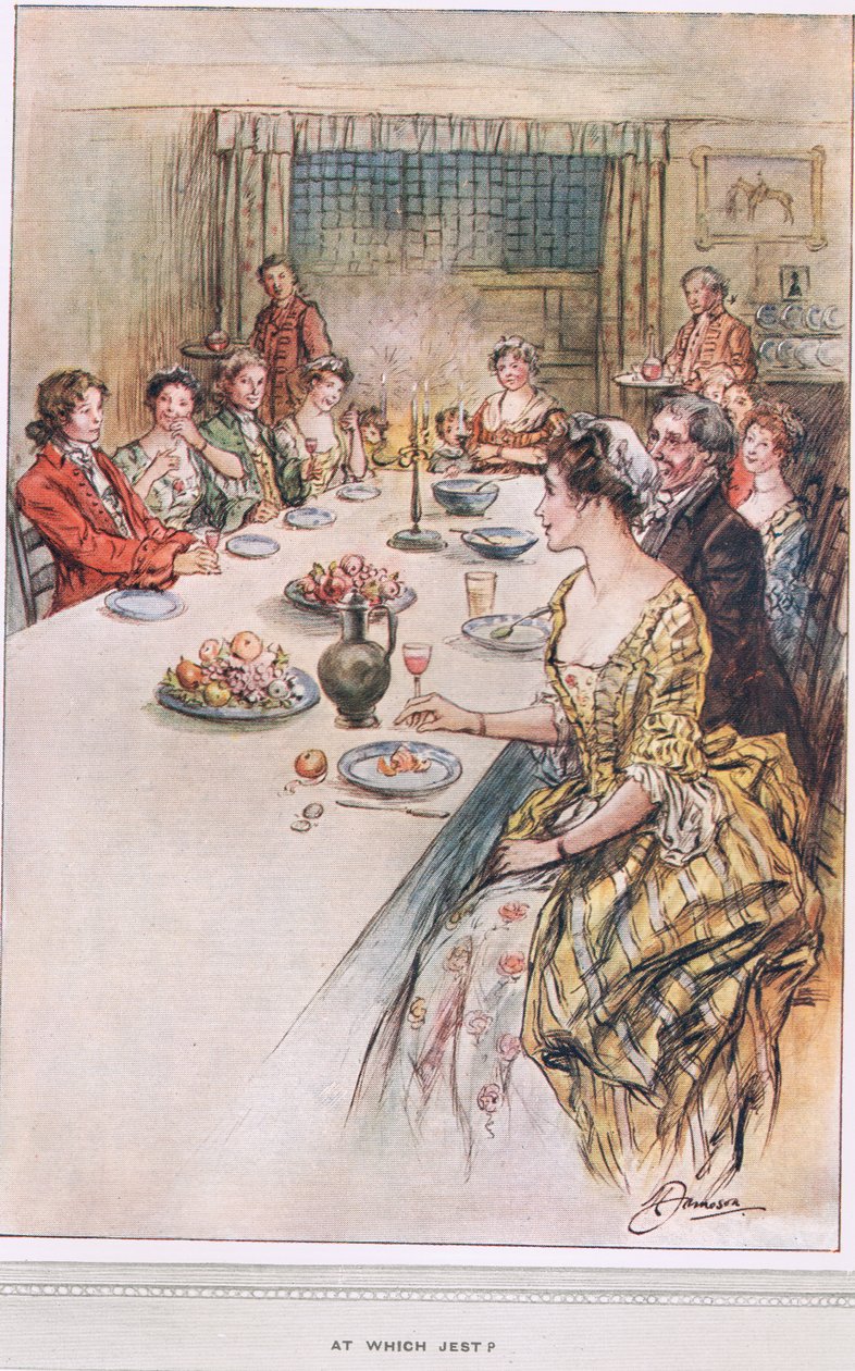 1910年頃、オリバーゴールドスミスの「ウェイクフィールドの牧師」の「どの冗談」のイラスト 作： マーガレット・ジェイムソン