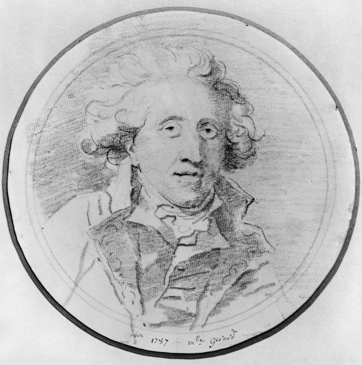Jean-Honore Fragonard（1732-1806）1787と推定される肖像画（紙にピエールノワール） 作： マーガレット・ジェラール