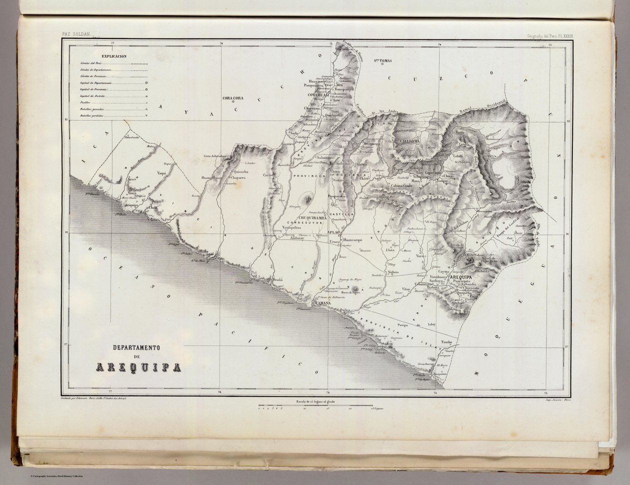 アレキパの地図、1865年 作： マリアーノ・フェリペ・パス・ソルダン