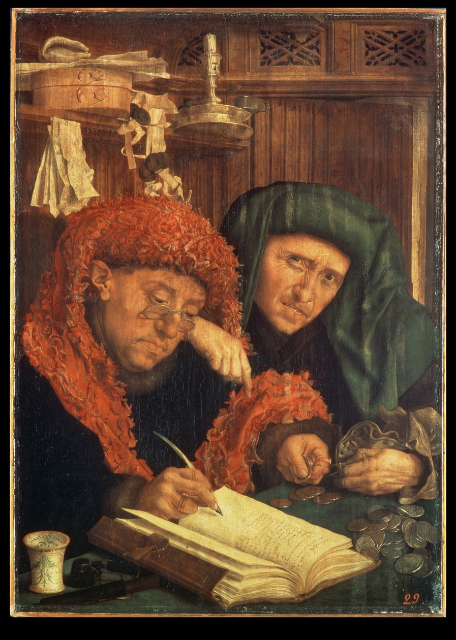The Tax Collectors、1550（パネル） 作： マリヌス・ファン・ロイマースヴァレン