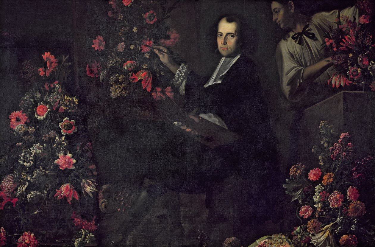 僕との自画像、1650年頃 作： マリオ・デイ・フィオーリ
