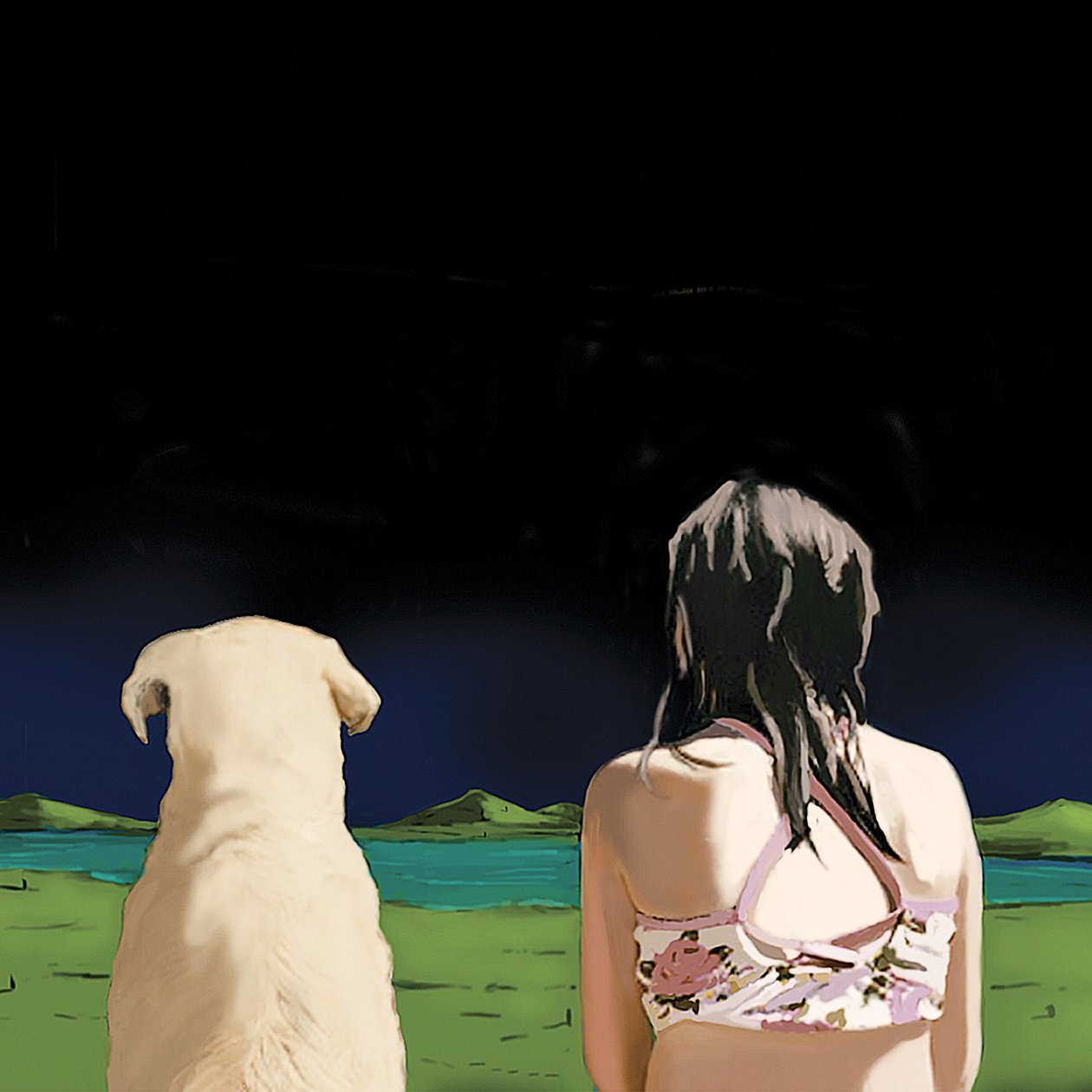 Girl and Yellow Lab、2008年（キャンバスにアクリル） 作： マージョリー・ワイス