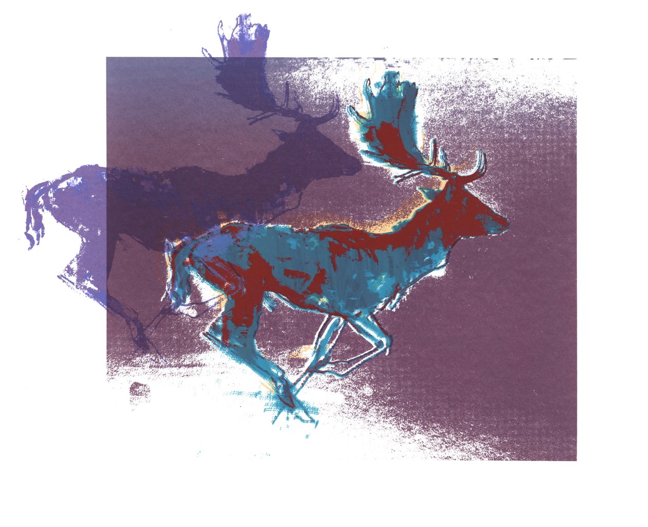 Fallow Bucks（bluered、purple）、2015、（スクリーンプリント） 作： マーク・アドリントン