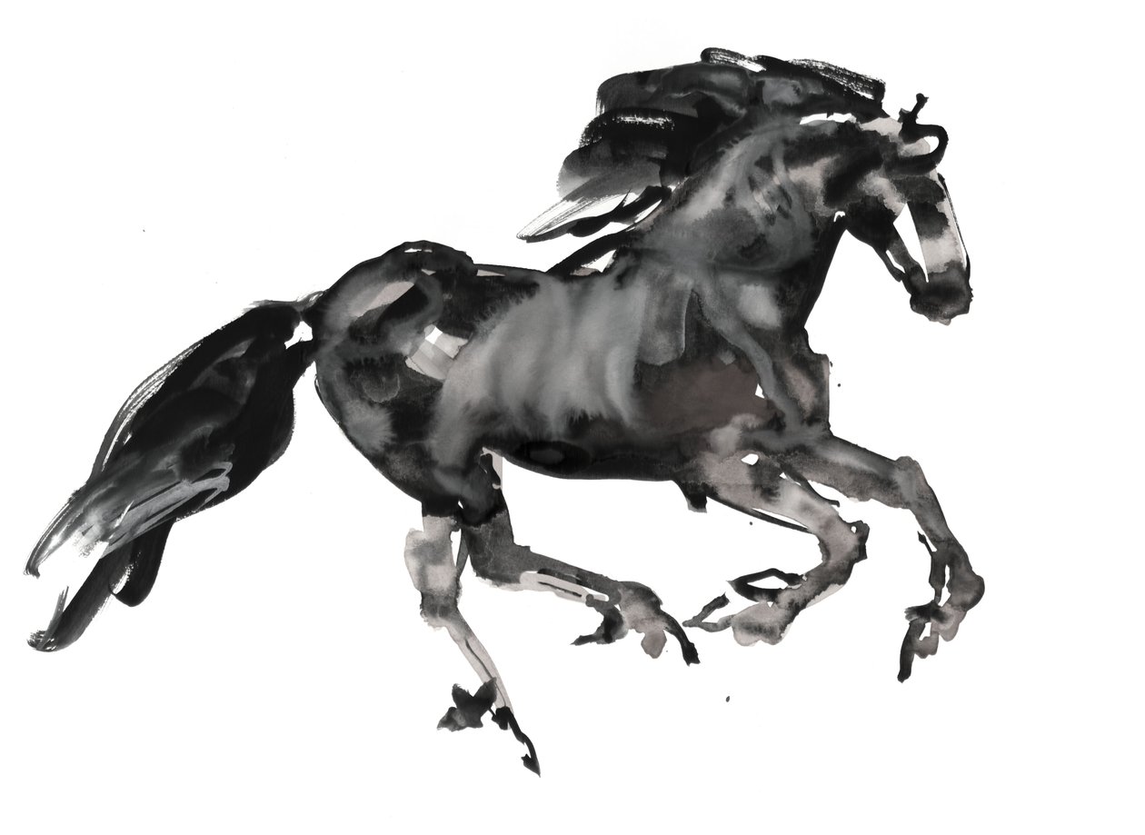 Gallop、2015年（紙にインクと水彩） 作： マーク・アドリントン