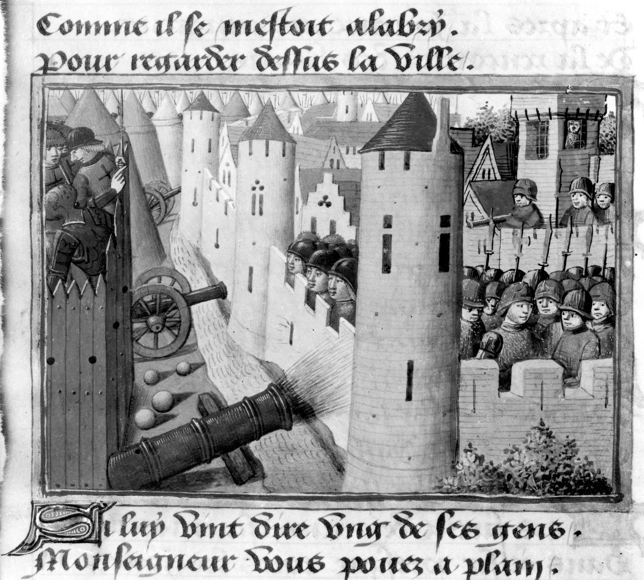 Ms Fr 5054 fol.54vチャールズ7世のヴィルジルのc.1484からのオルレアンの包囲 作： パリの武道