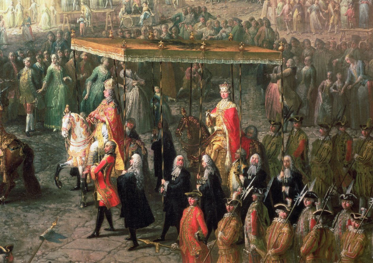 ジョセフ2世（1741-90年）の戴冠式行列、ドイツ帝国皇帝、ローマーベルク、1764年（66718の詳細） 作： Martin II MytensまたはMeytens