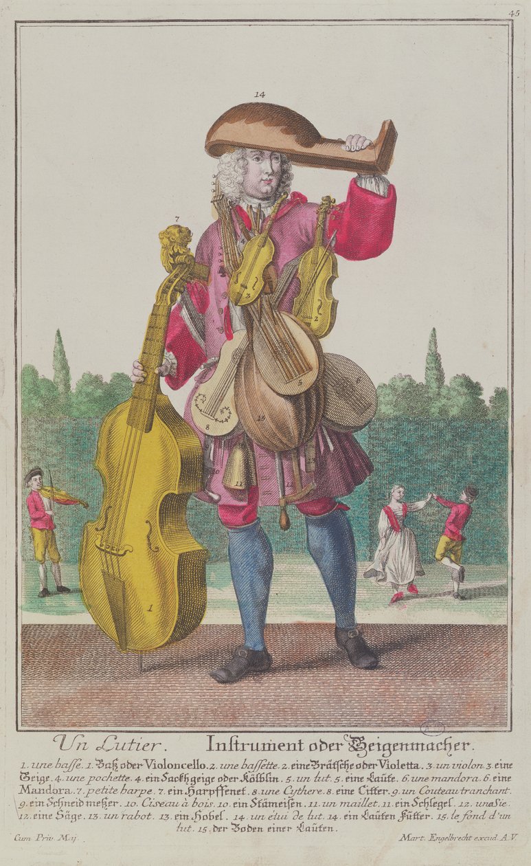 アウグスブルクで出版された楽器メーカー、c.1735 作： マーティン・エンゲルブレヒト