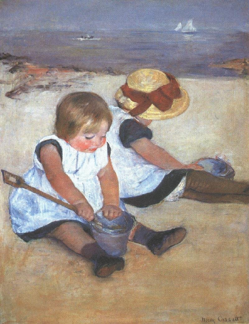 ビーチの子供たち 作： メアリー・カサット