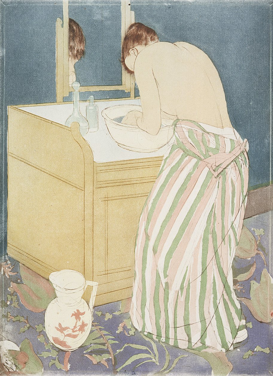 La Toilette、1891年頃（紙にドライポイントとアクアチント） 作： メアリー・カサット