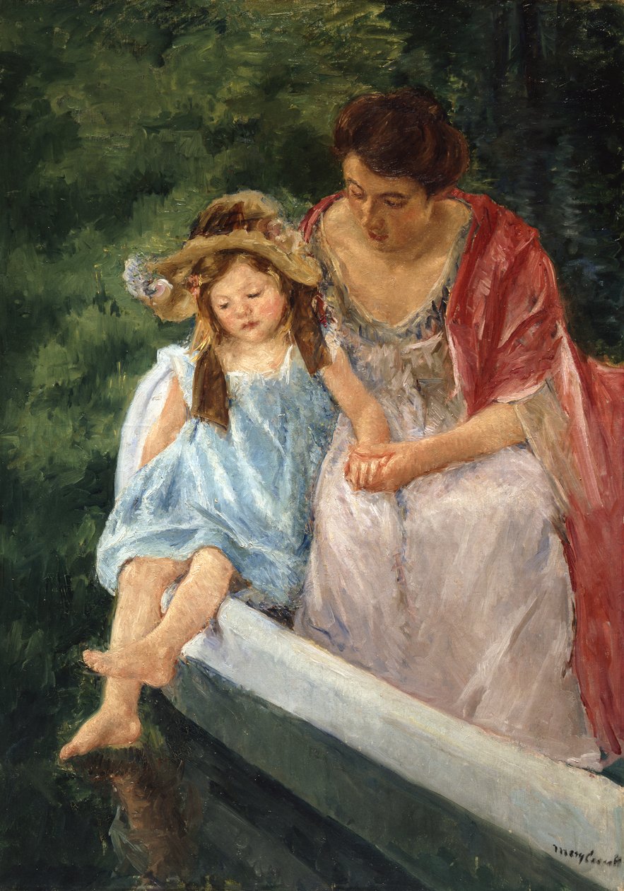 ボートに乗った母と子、1908年 作： メアリー・カサット
