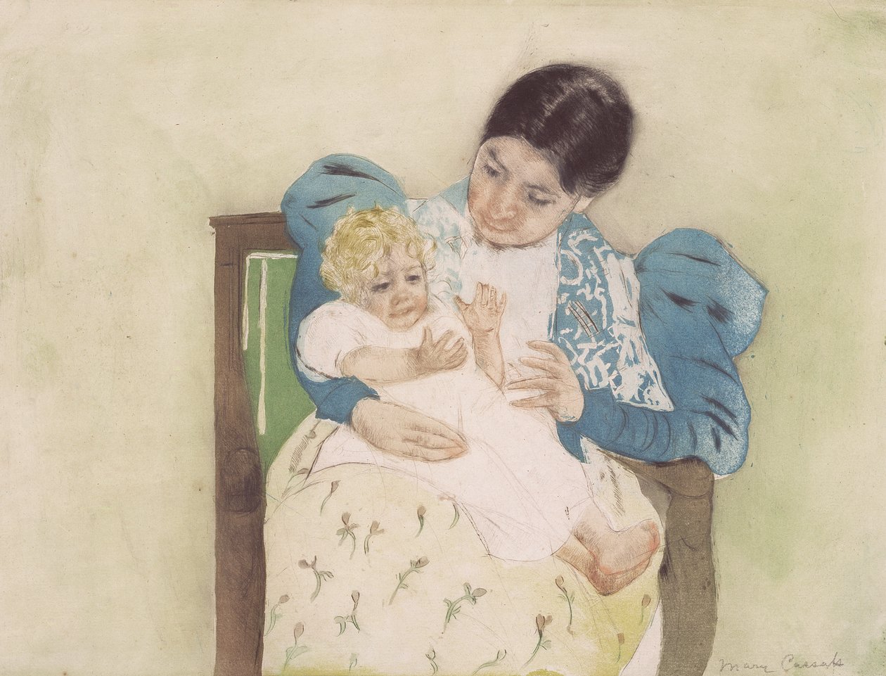 裸足の子供、1896年頃（ドライポイントとアクアチントの色） 作： メアリー・カサット