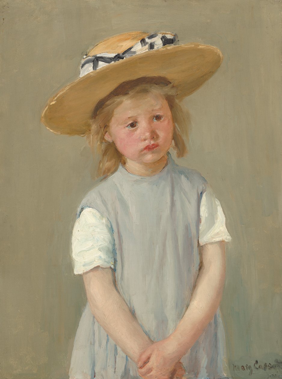 麦わら帽子をかぶった子供、1886年頃 作： メアリー・カサット