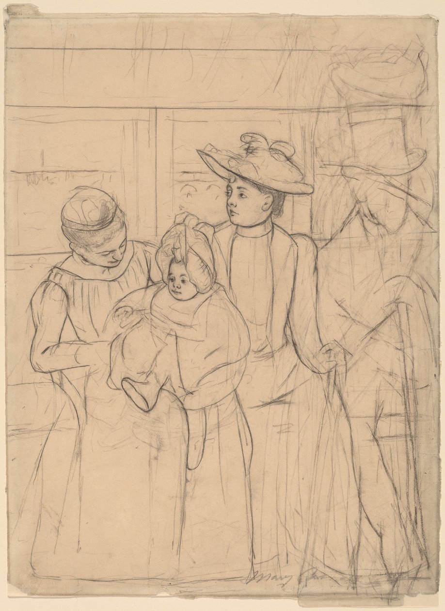 In the Omnibus [recto], c. 1891. 作： メアリー・カサット